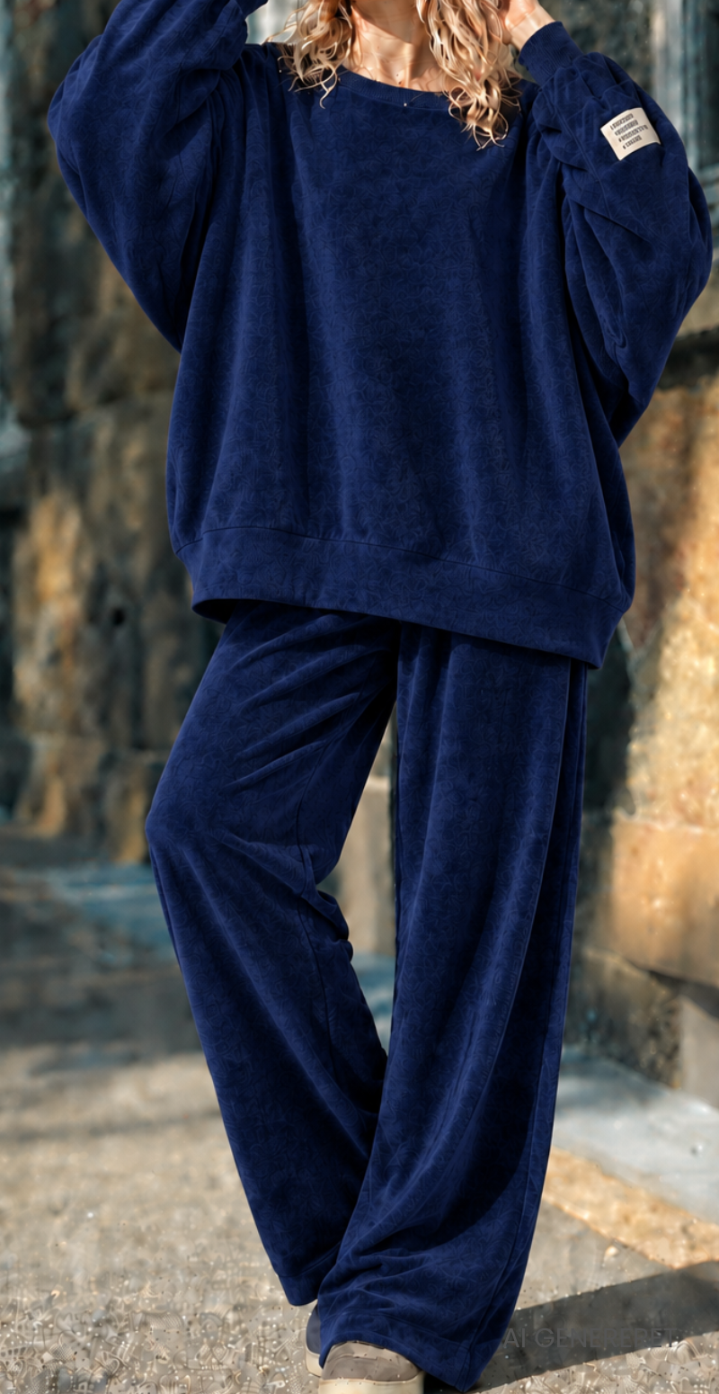 Nette sweat sæt i velour/fløjl navy LikeLondon