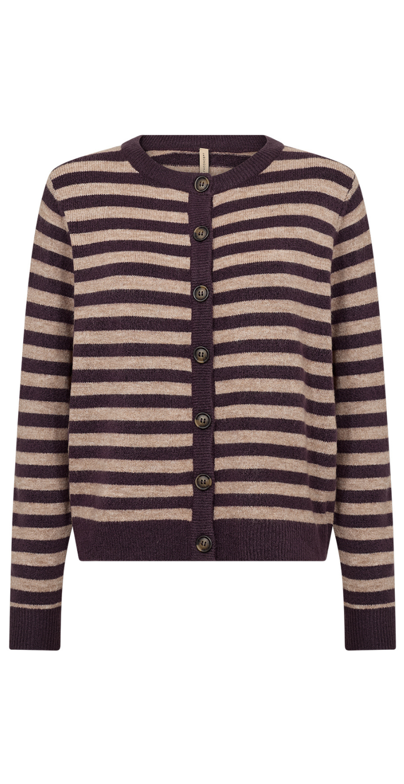 Orlean cardigan med striber lilla Soyaconcept