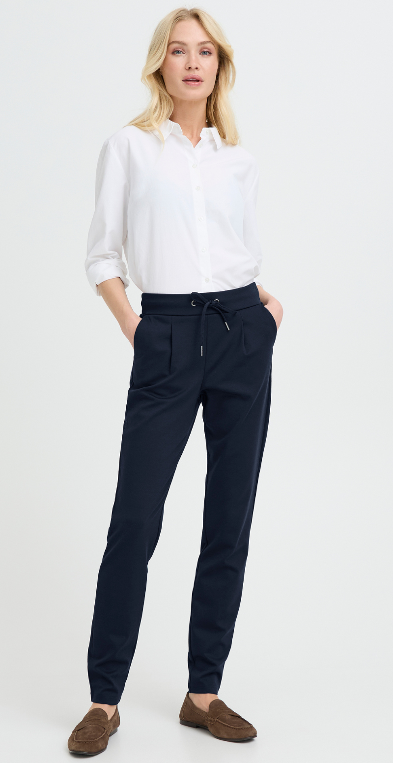 Rizetta bukser med bindebånd og læg navy B-young