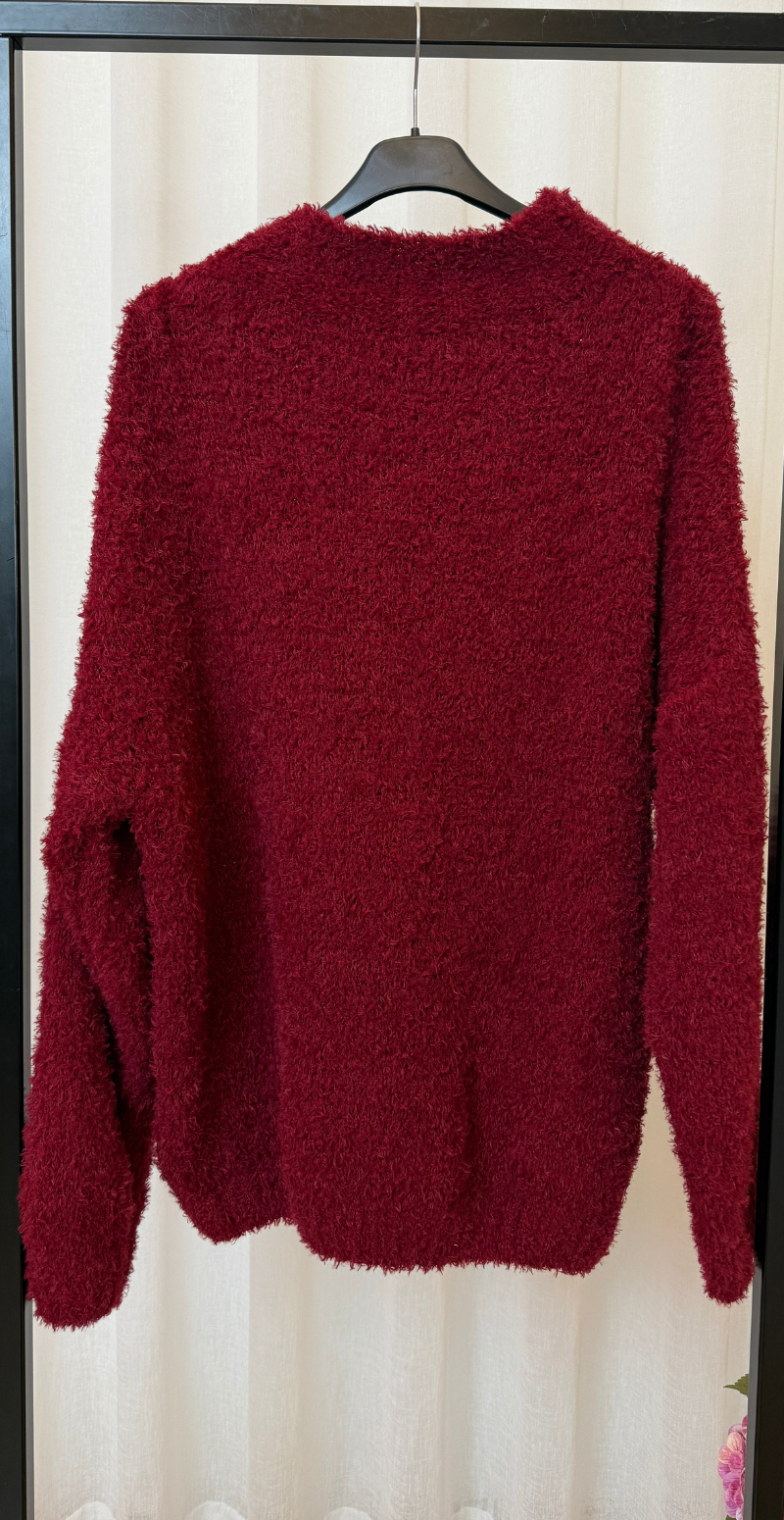Rafaella strik i chenille med lange ærmer bordeaux LikeLondon