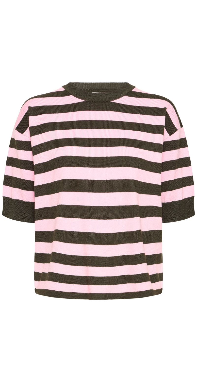 Morla strikbluse i t-shirt med striber rosin/pink B.young