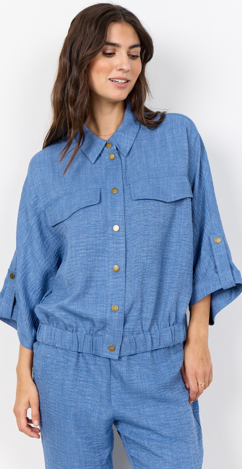 Charissa jakke med elastikkant blå LikeLondon