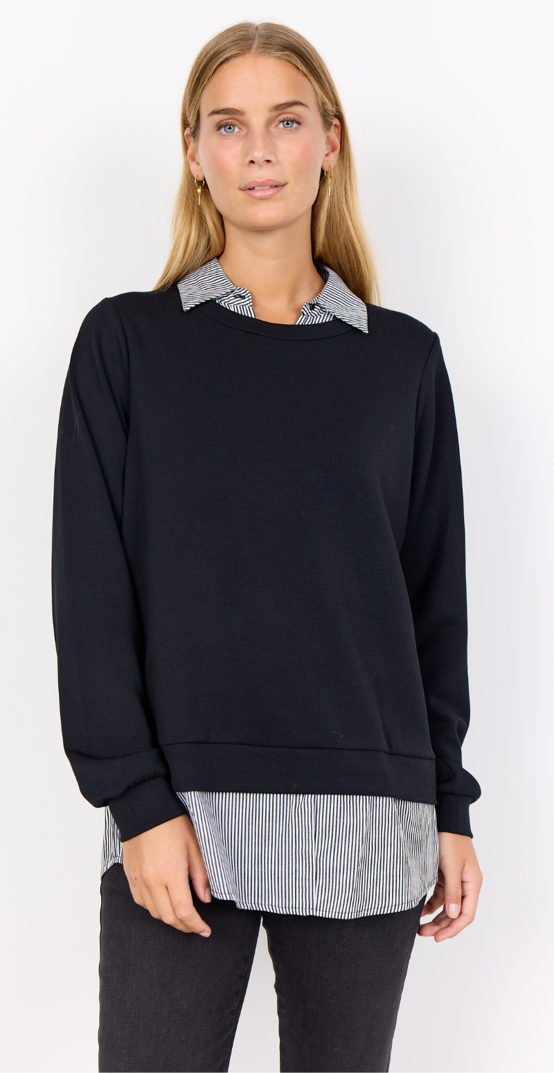 Julia bluse med skjortekant sort