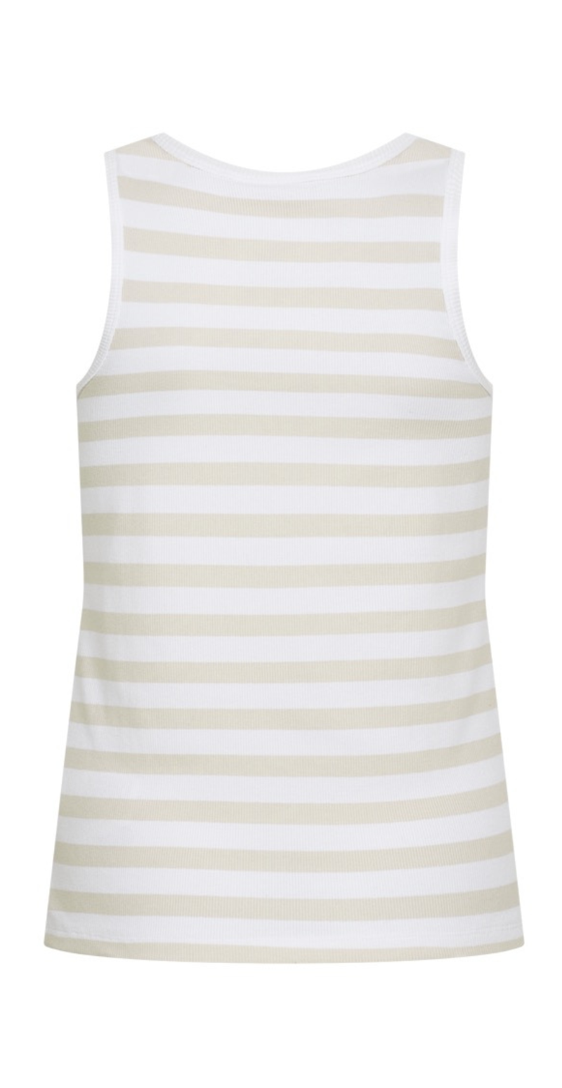Effy top med rib og striber brilliant white w. moonbeam Freequent
