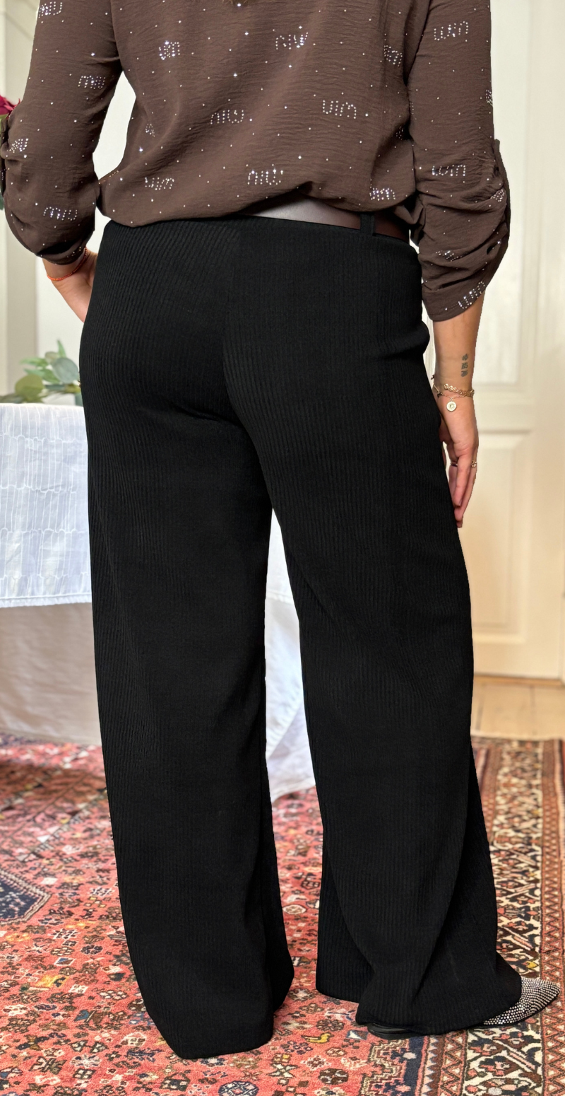 Ditte fløjlsbukser med bælte sort LikeLondon