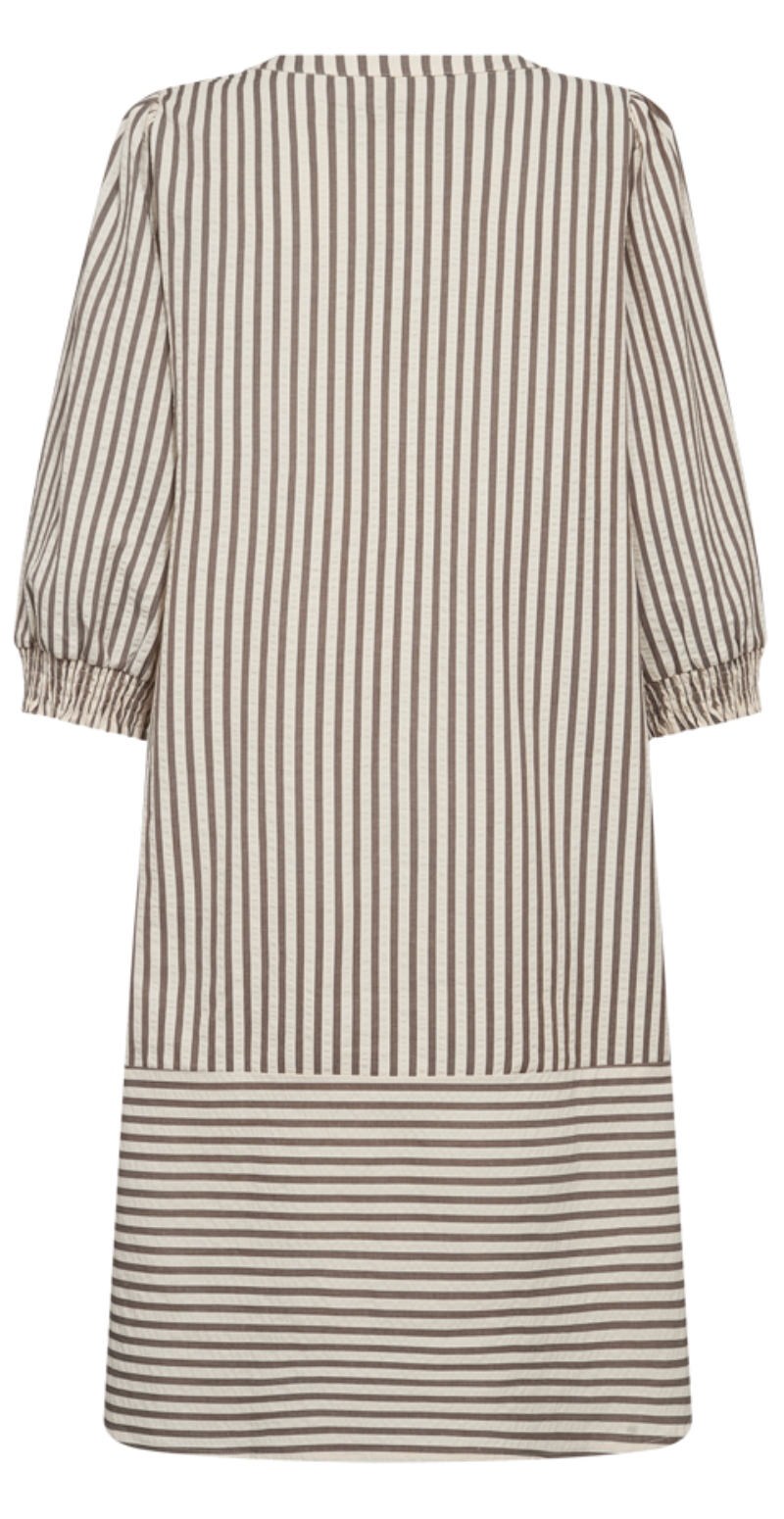 Aby kjole med striber morel w. off-white