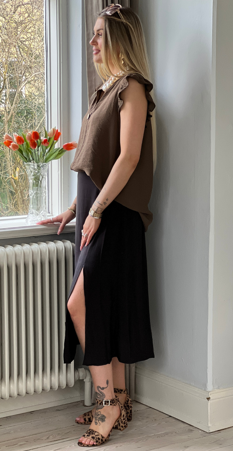 Joella midi skirt med slids meteorite B.young