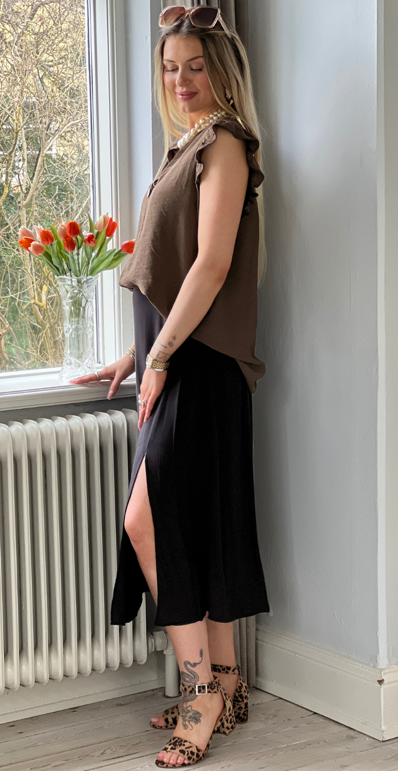 Joella midi skirt med slids meteorite B.young