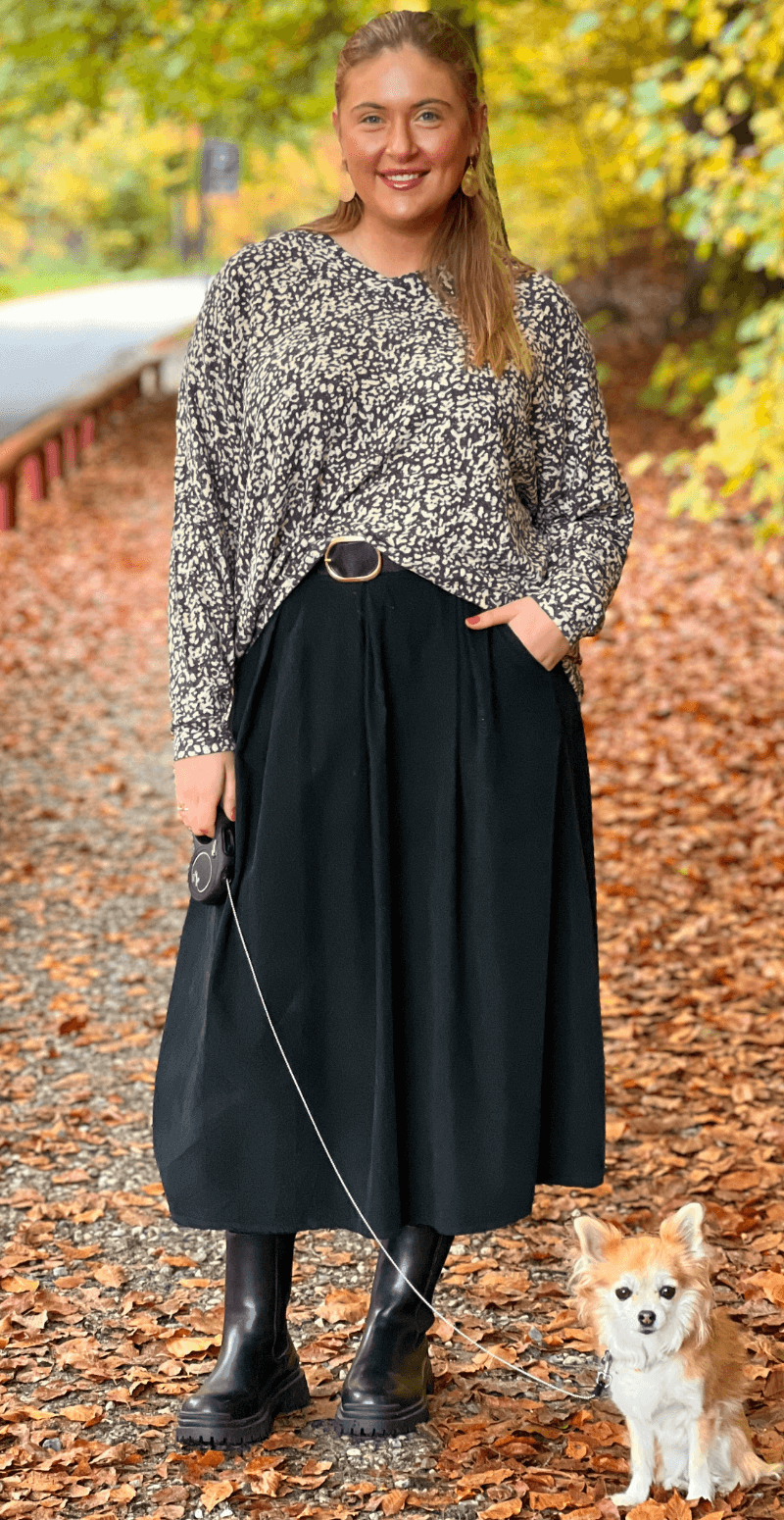 Bluse med print sort