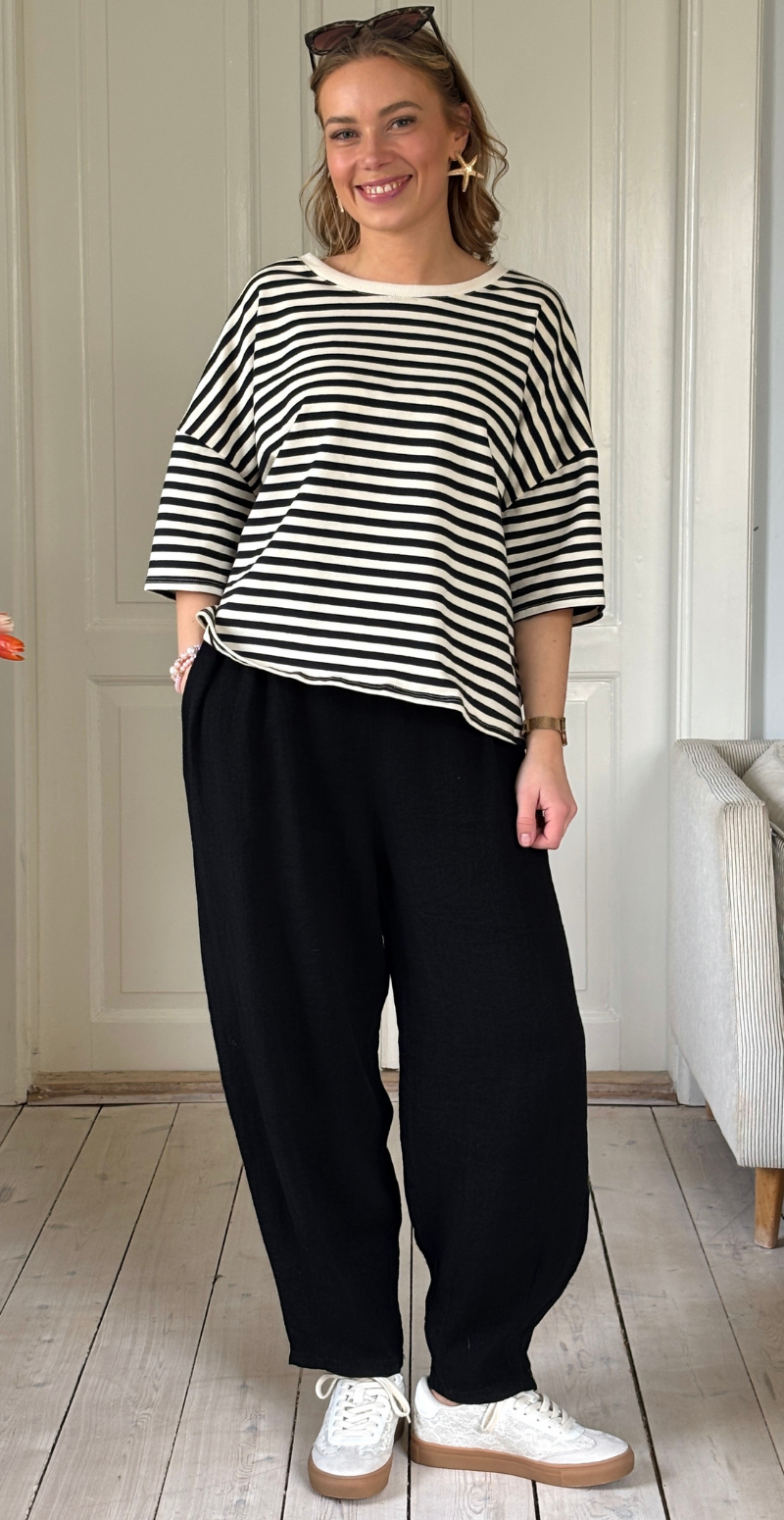 Zenia t-shirt med striber sort/hvid LikeLondon