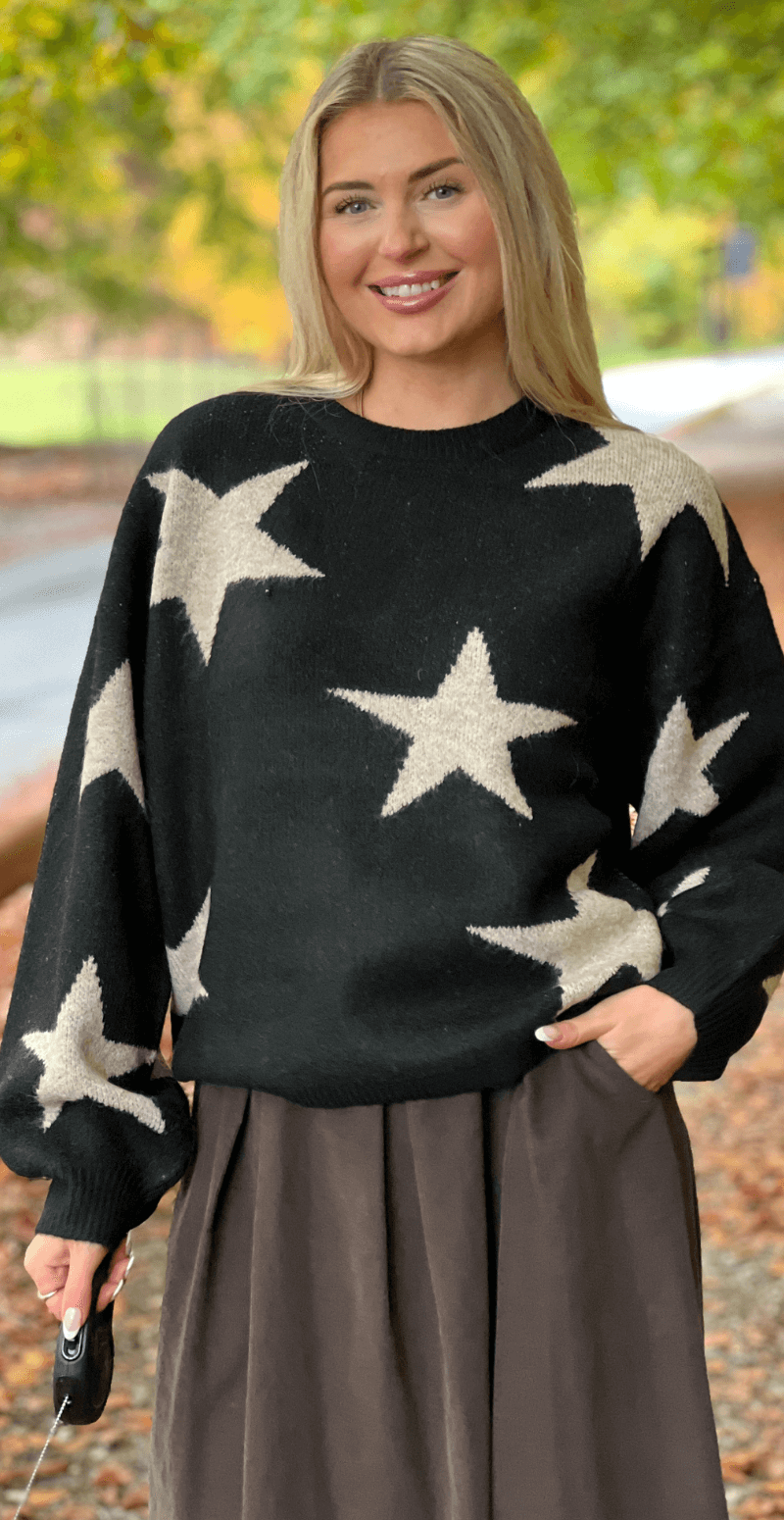 Minya strik med stjerner sort