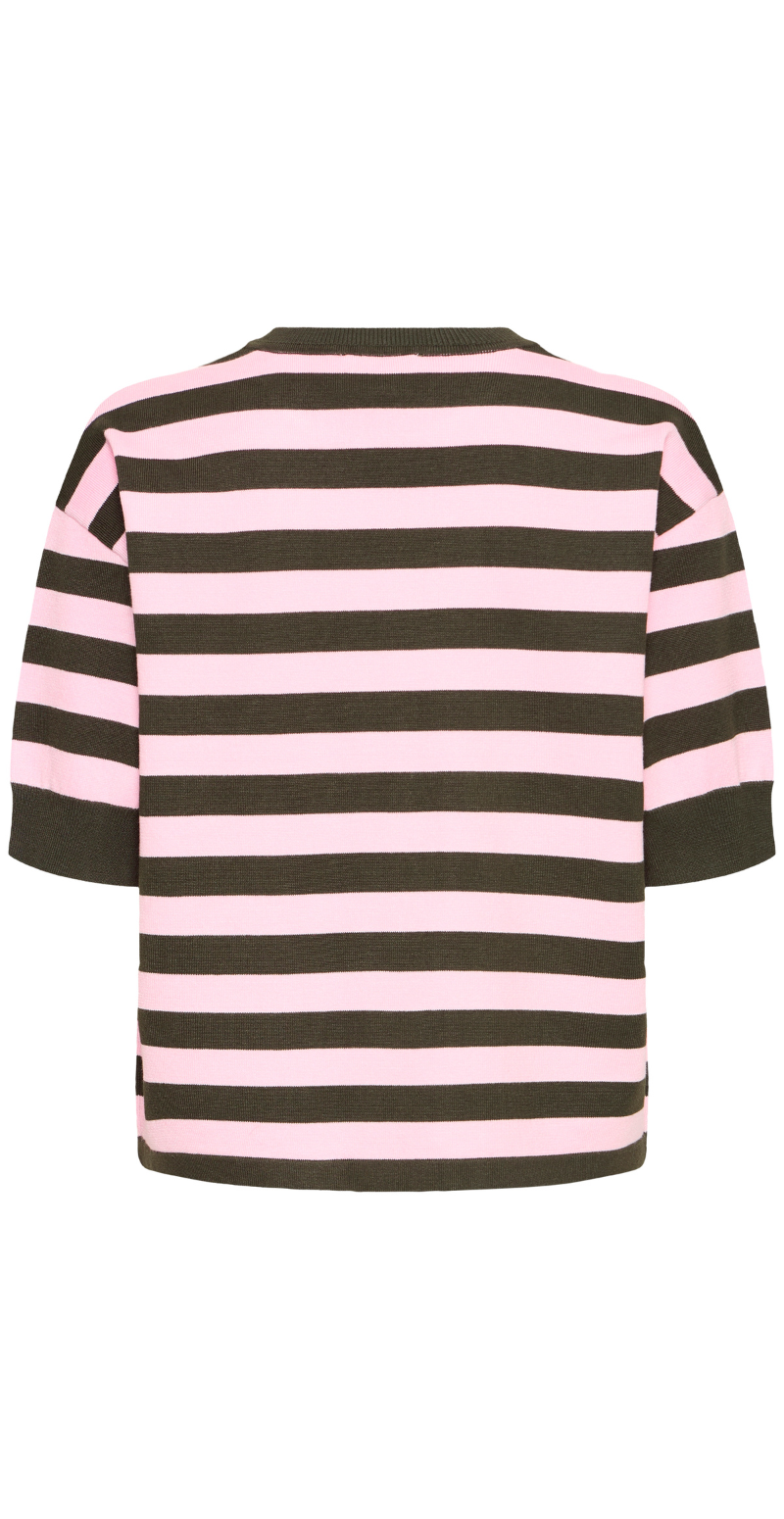 Morla strikbluse i t-shirt med striber rosin/pink B.young