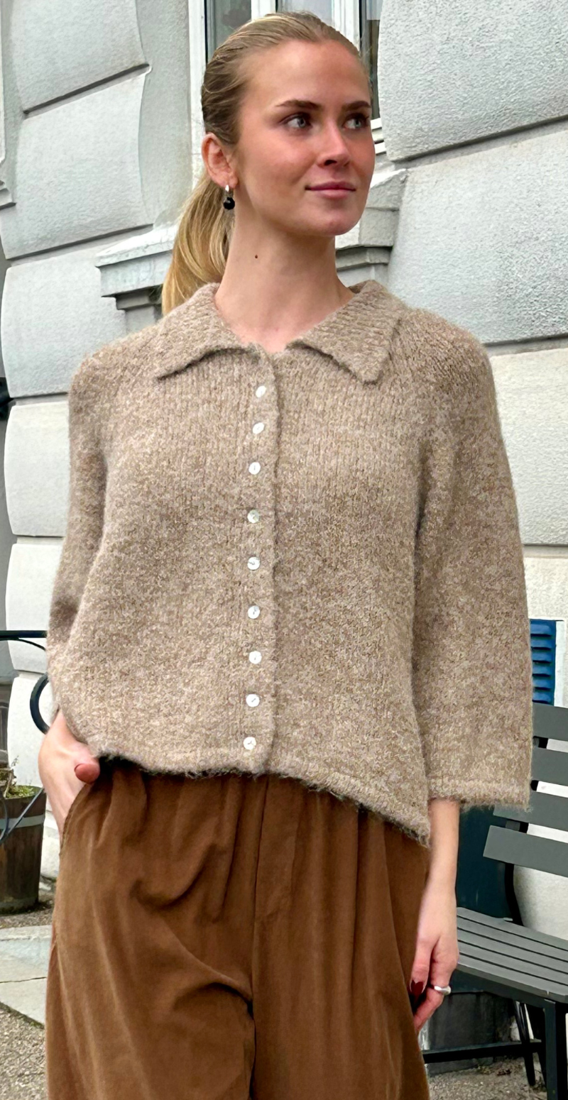 Lullo cardigan med 3/4 ærmer silver mink melange FreeQuent