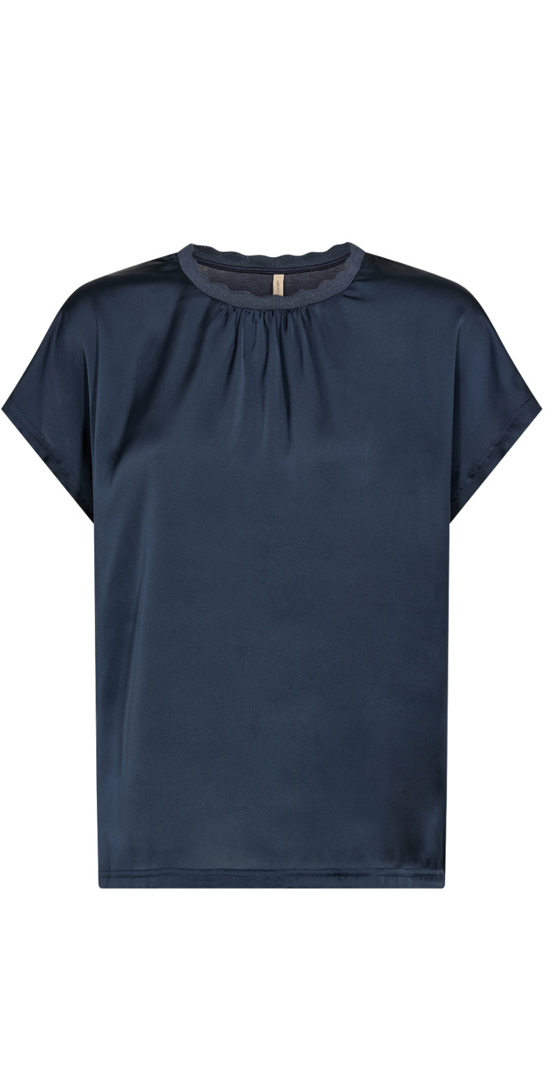Marion bluse i silk-look navy LikeLondon