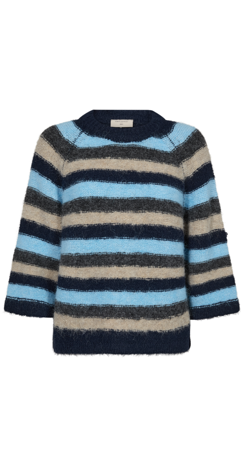 Lulu pullover med striber og 3/4 ærmer navy blazer Freequent