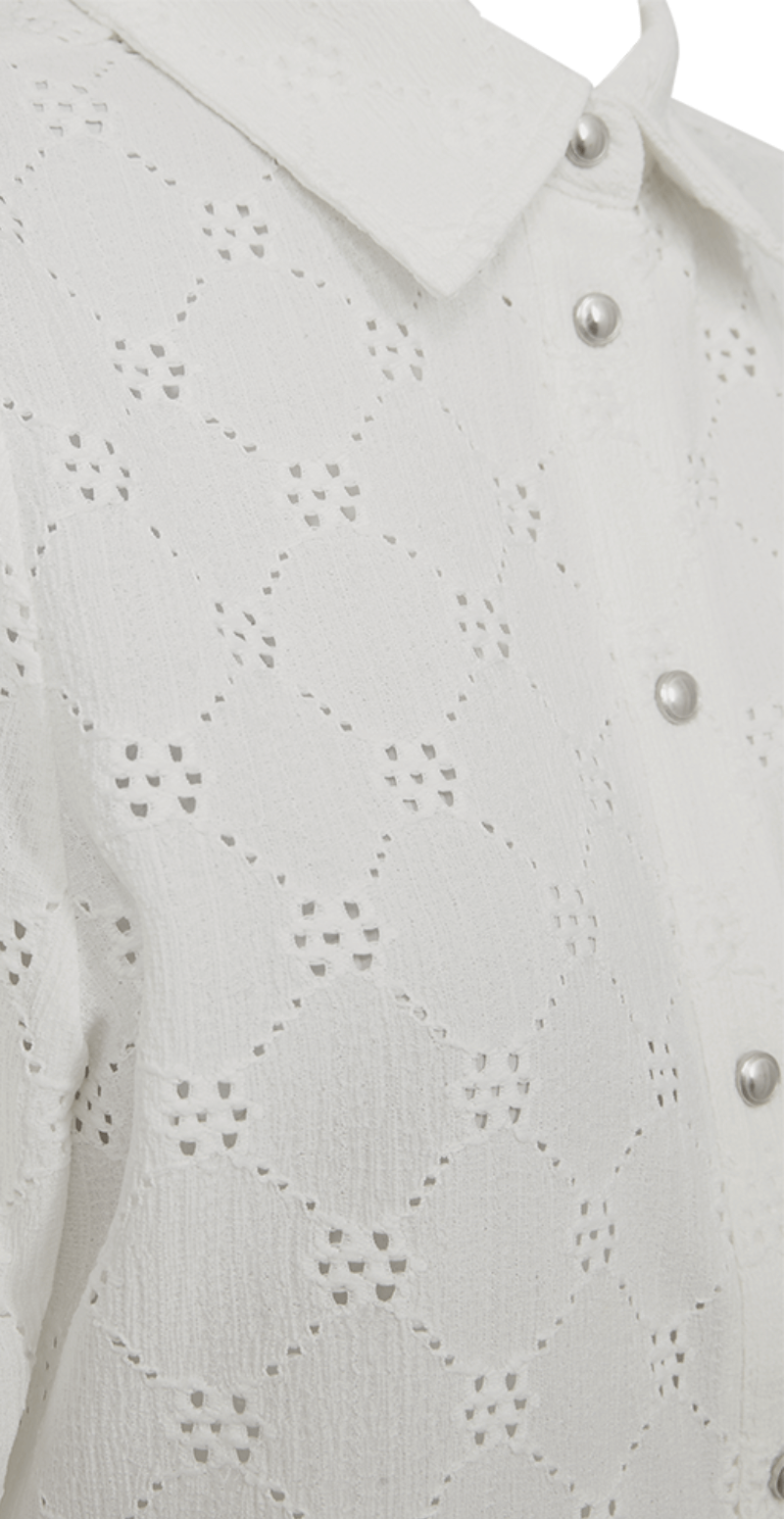 Leni bluse med hulmønster off-white
