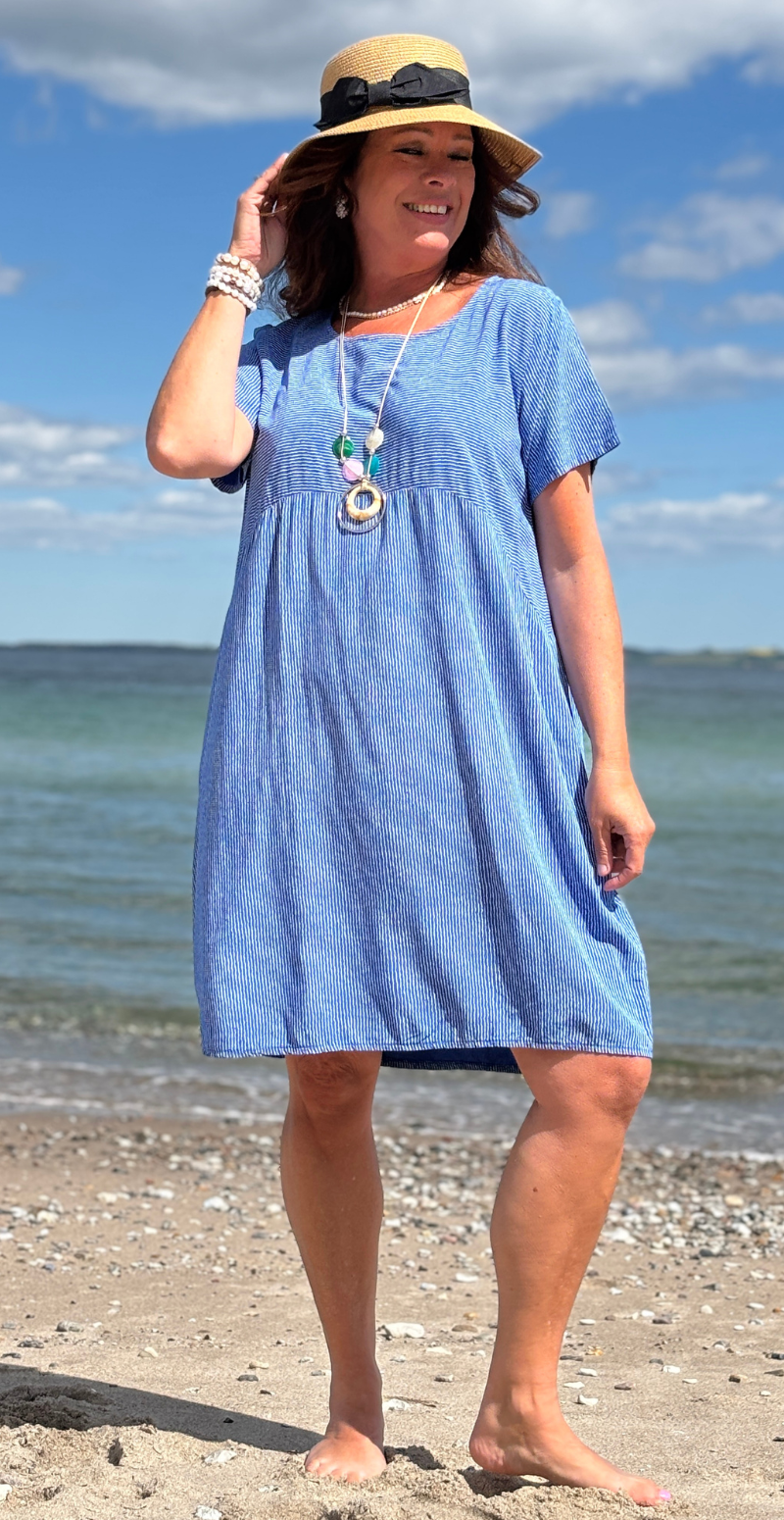 Majse kjole med striber royalblue LikeLondon