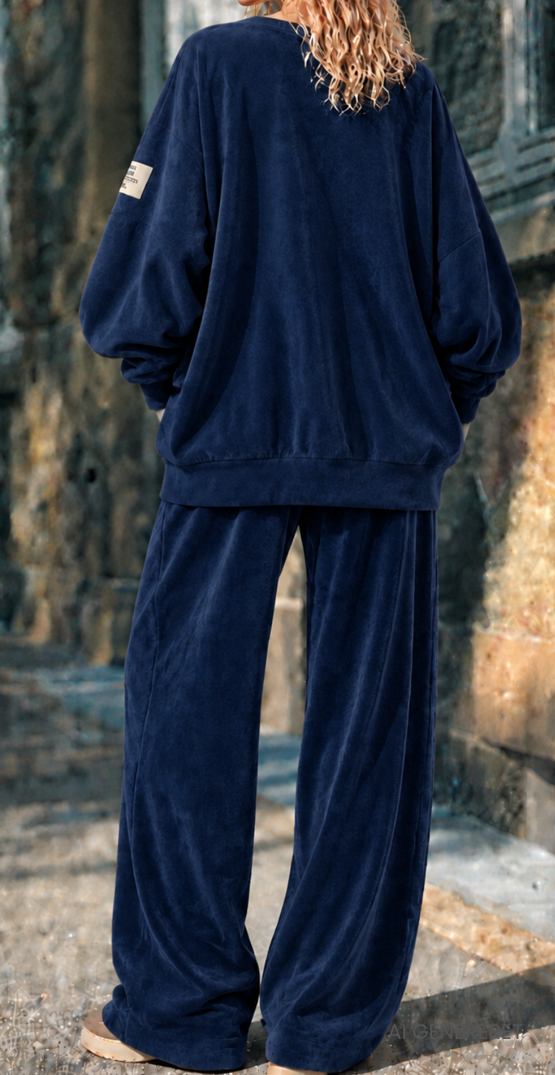 Nette sweat sæt i velour/fløjl navy LikeLondon