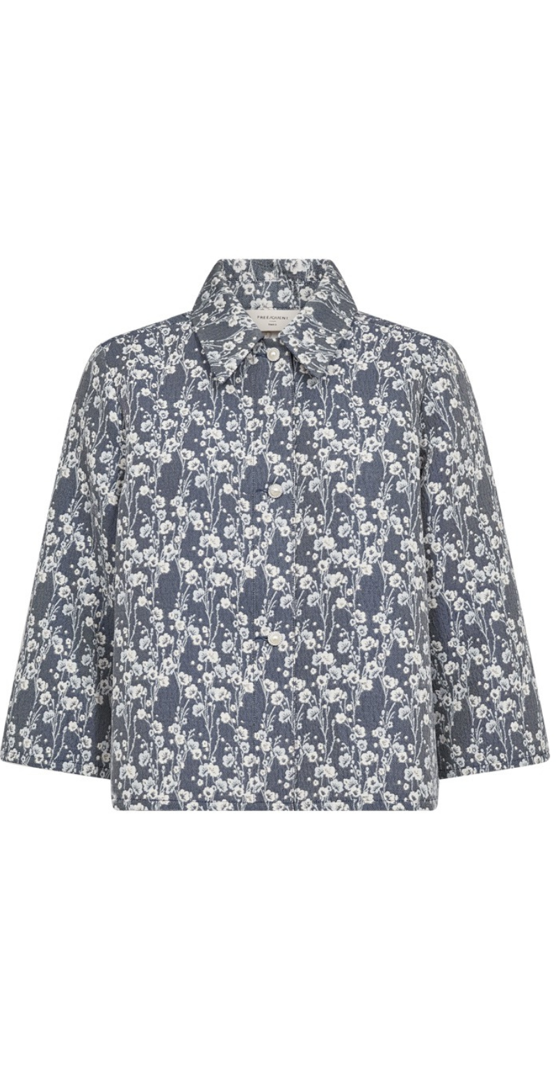 Fally let jakke med blomster vintage indigo w. star off-white Freequent