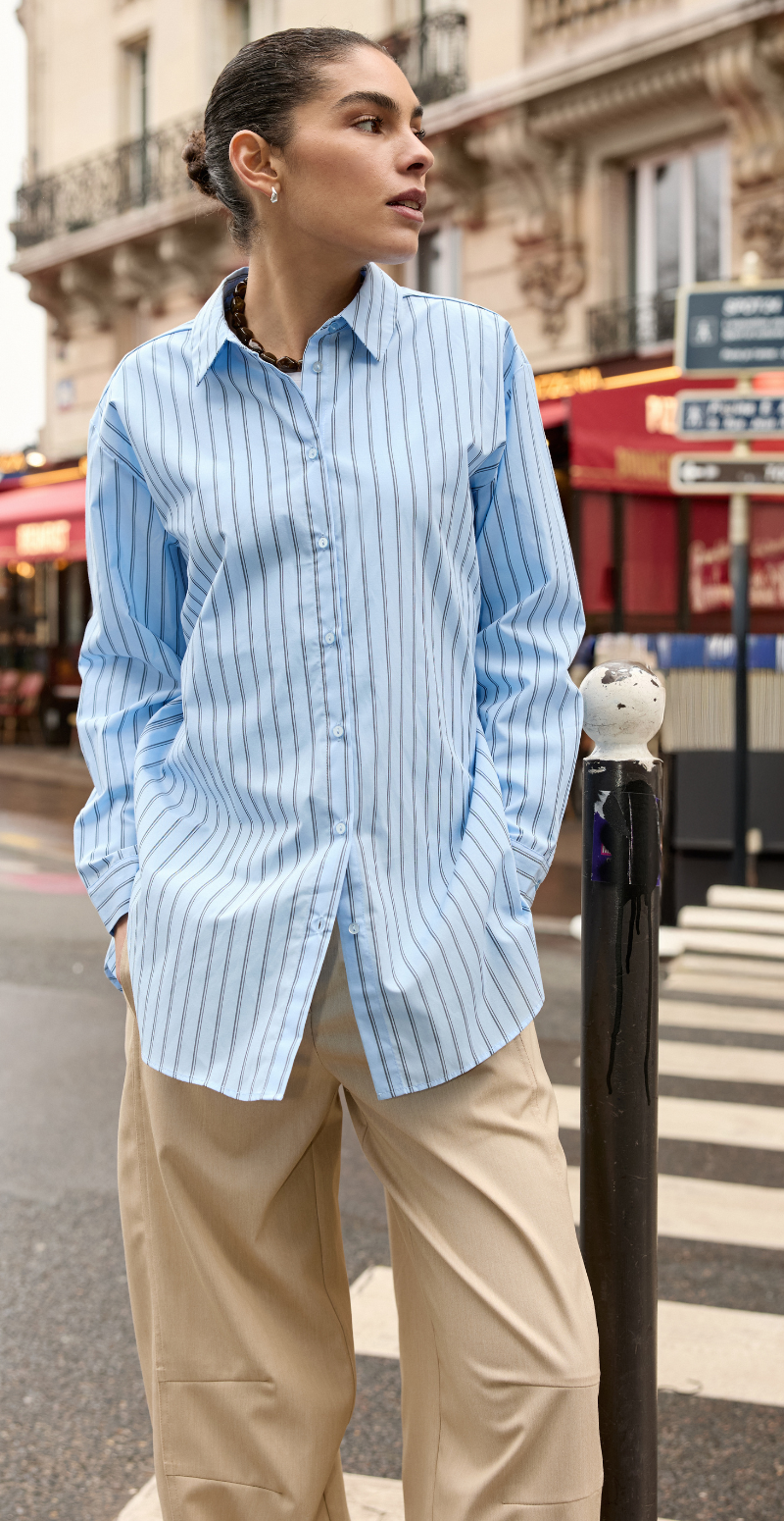 Maribella skjortebluse med striber blå LikeLondon