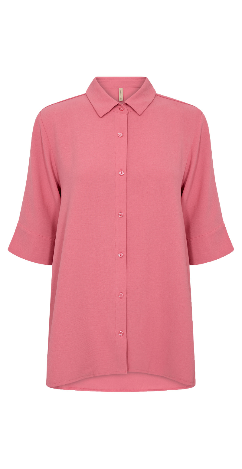 Carrie skjortebluse med længde bagtil rosa LikeLondon