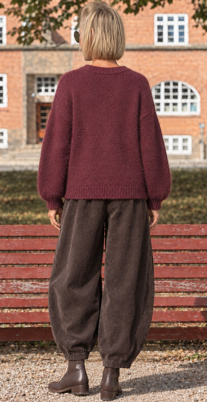 Lova uldstrik i alpaka med harlekin tern bordeaux LikeLondon