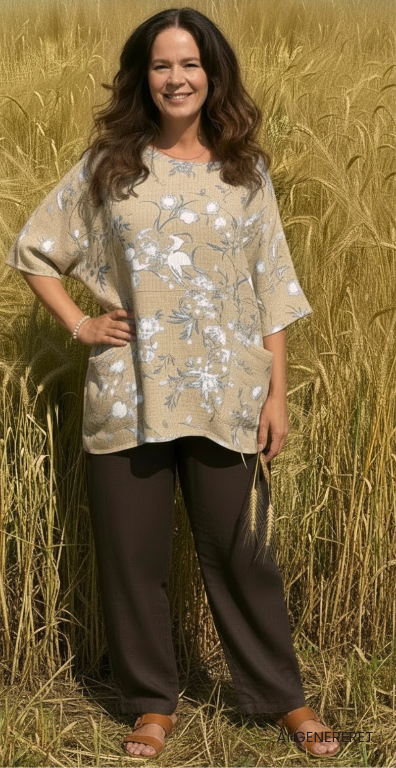 My bluse med blomsterprint og lommer fortil fango LikeLondon