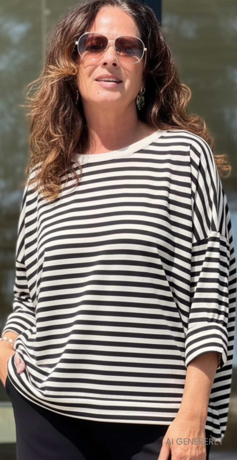 Zenia bluse med lange ærmer og striber sort LikeLondon