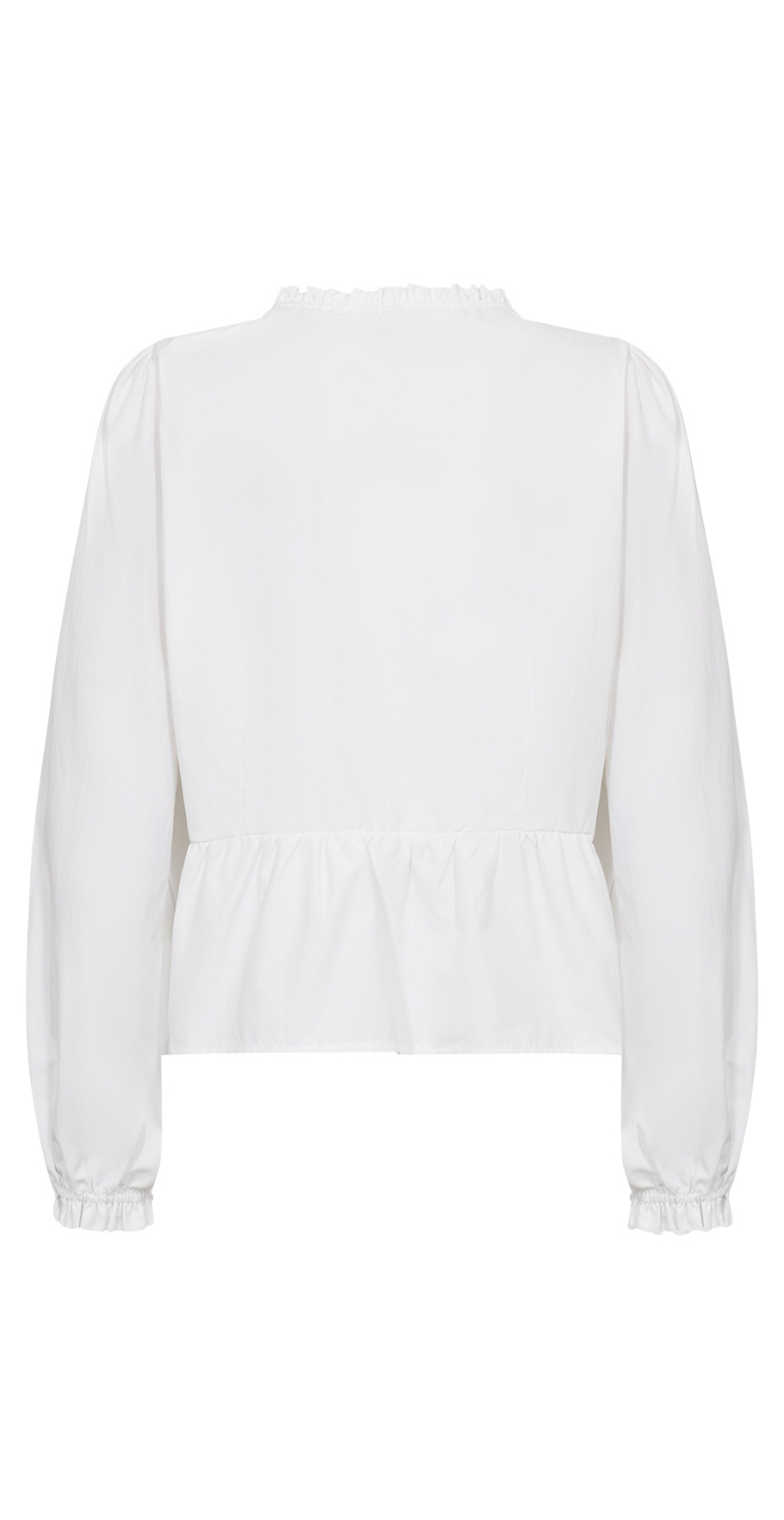 Celeste bluse med smock og v-hals hvid