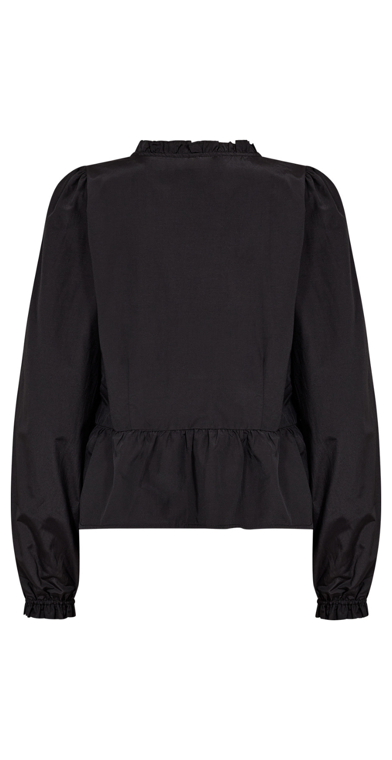Celeste bluse med smock og v-hals sort