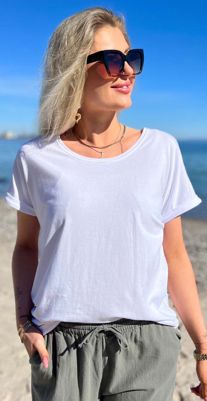 Joke bluse med opsmøg hvid