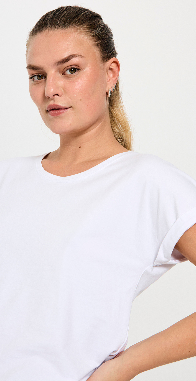 Joke bluse med opsmøg hvid