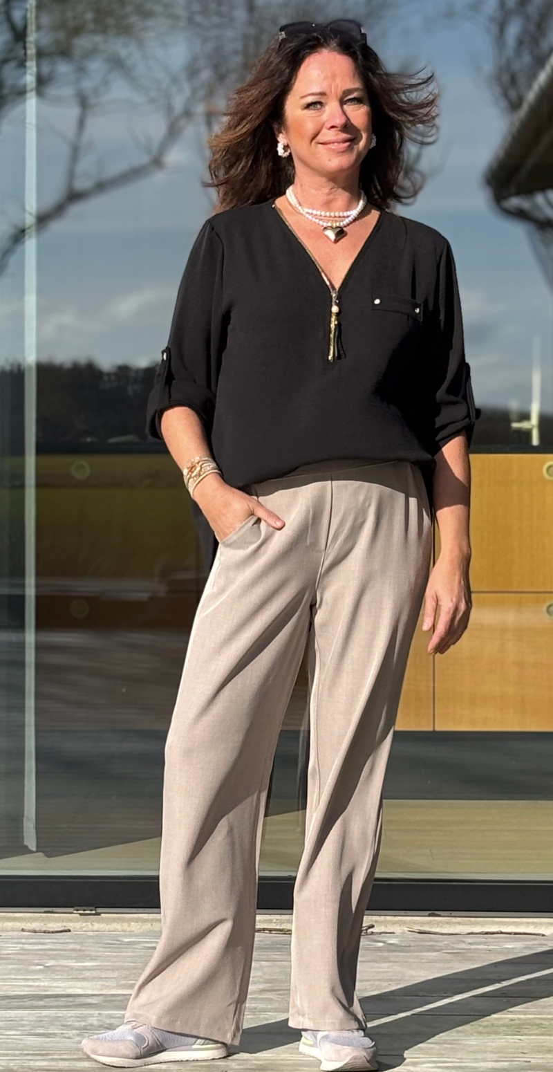 Filucca bluse med lynlåsdetalje sort