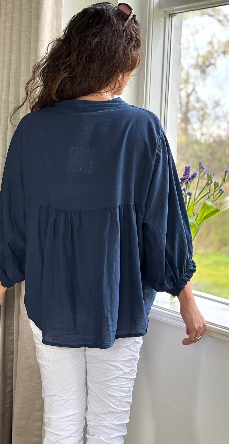 Francie bluse navy bagfra