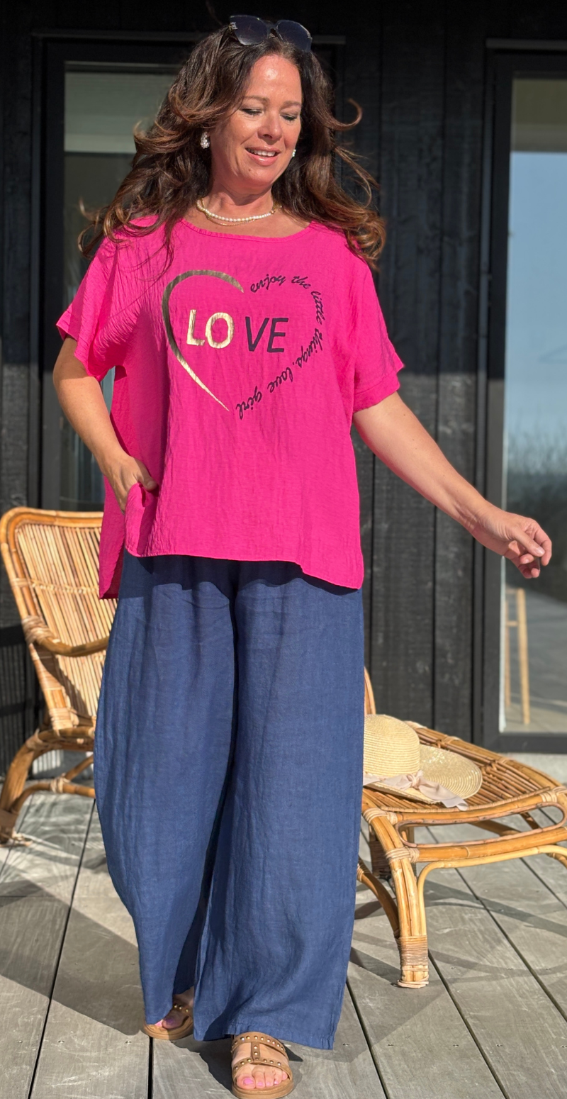 pink vanja bluse med hjerte print likelondon