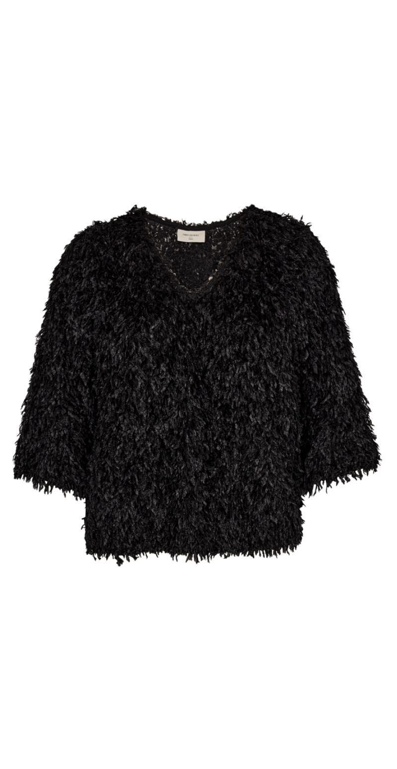 Nola bluse med frynser sort
