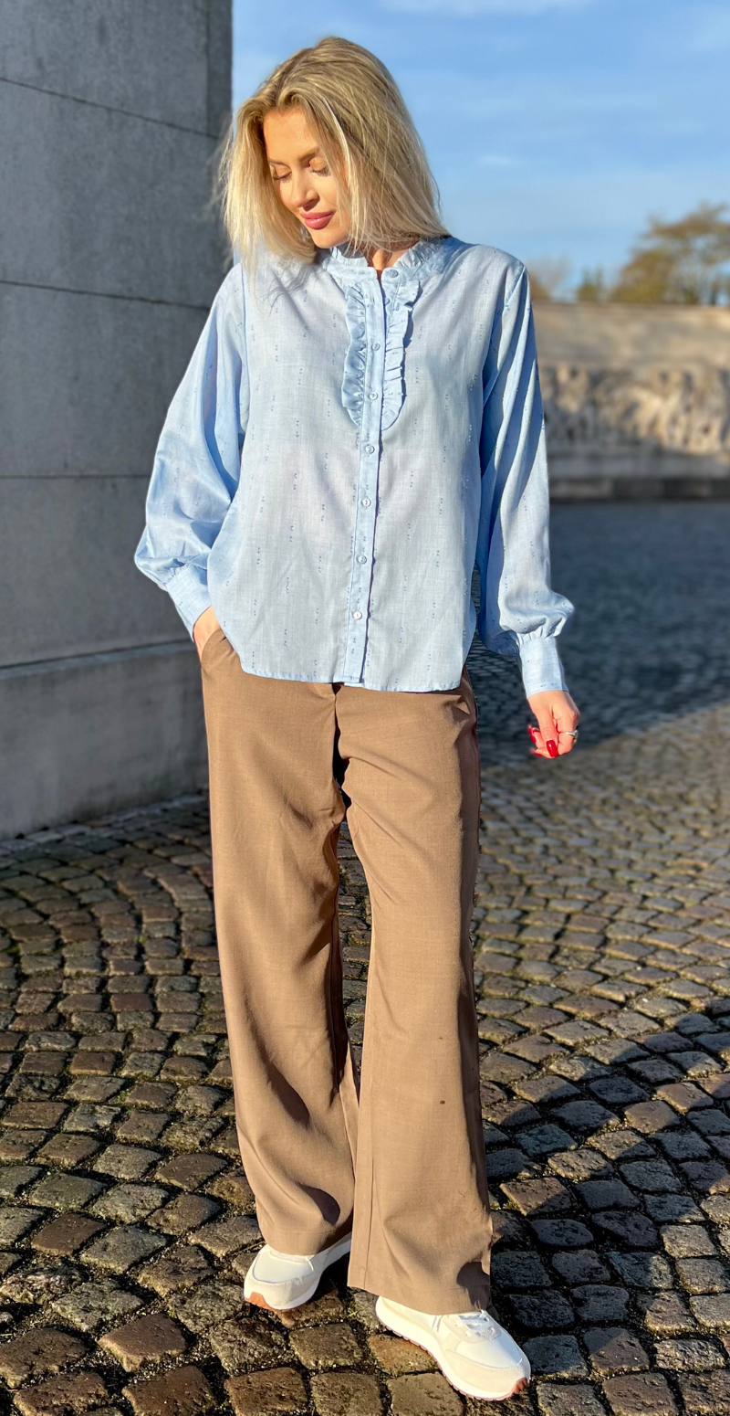 Raya skjortebluse Wedgewood Melange