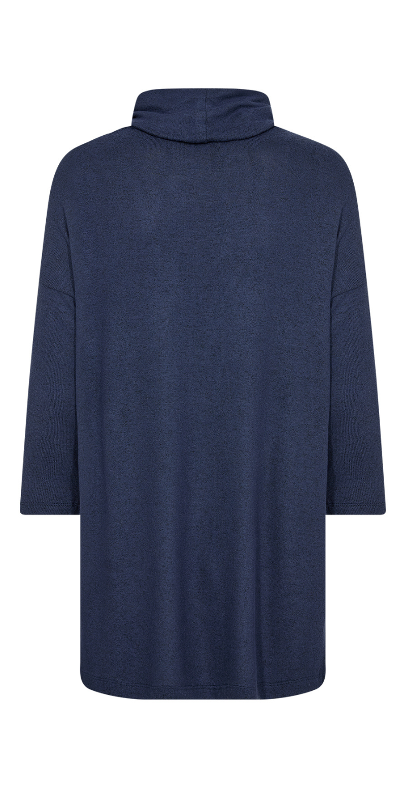 Taylor bluse med høj hals og trekvart ærmer navy