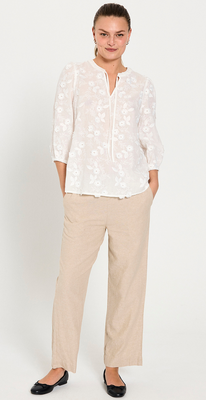 Darana bluse med blomster star off-white