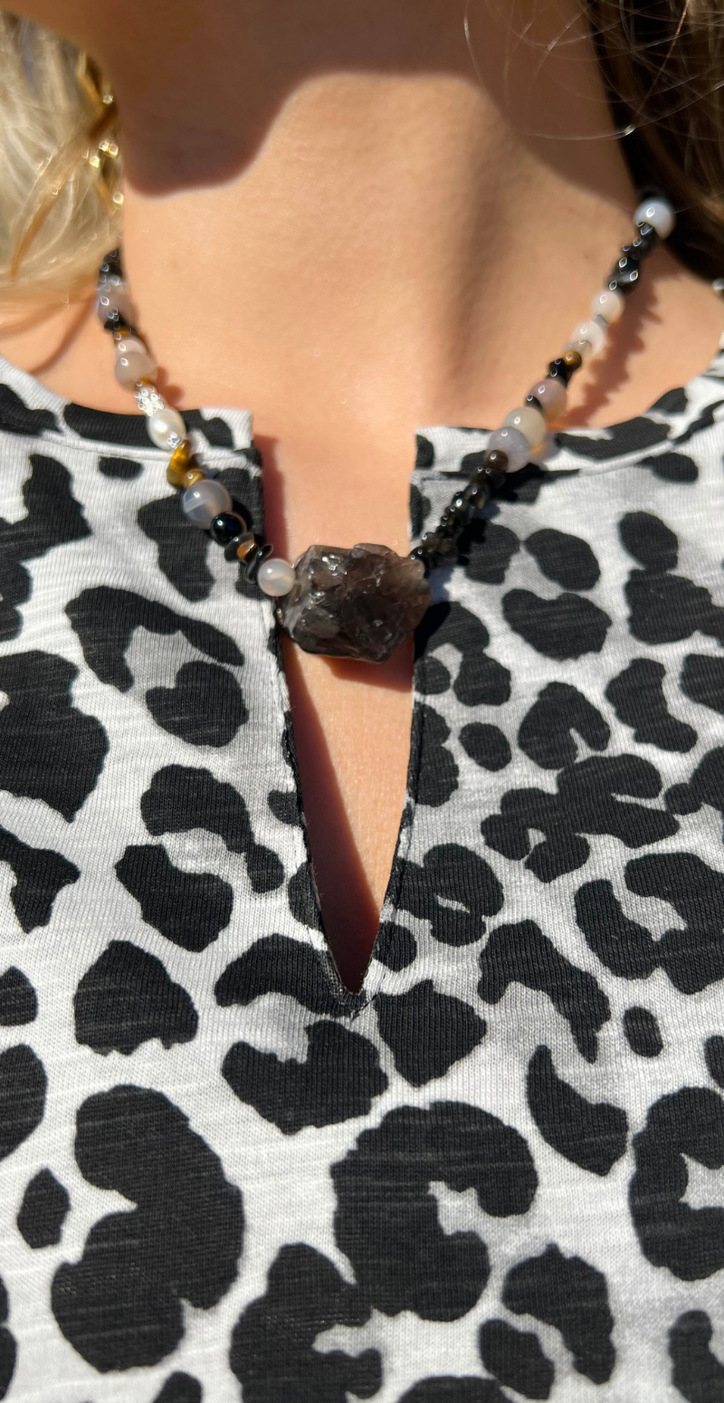 Viva T-shirt med leopard print high-rise w black