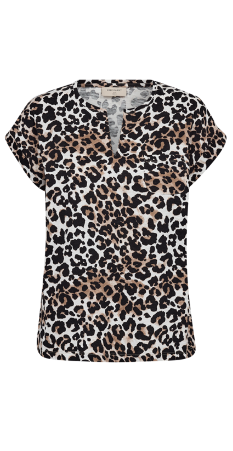 Viva T-shirt med leopard taupe/black