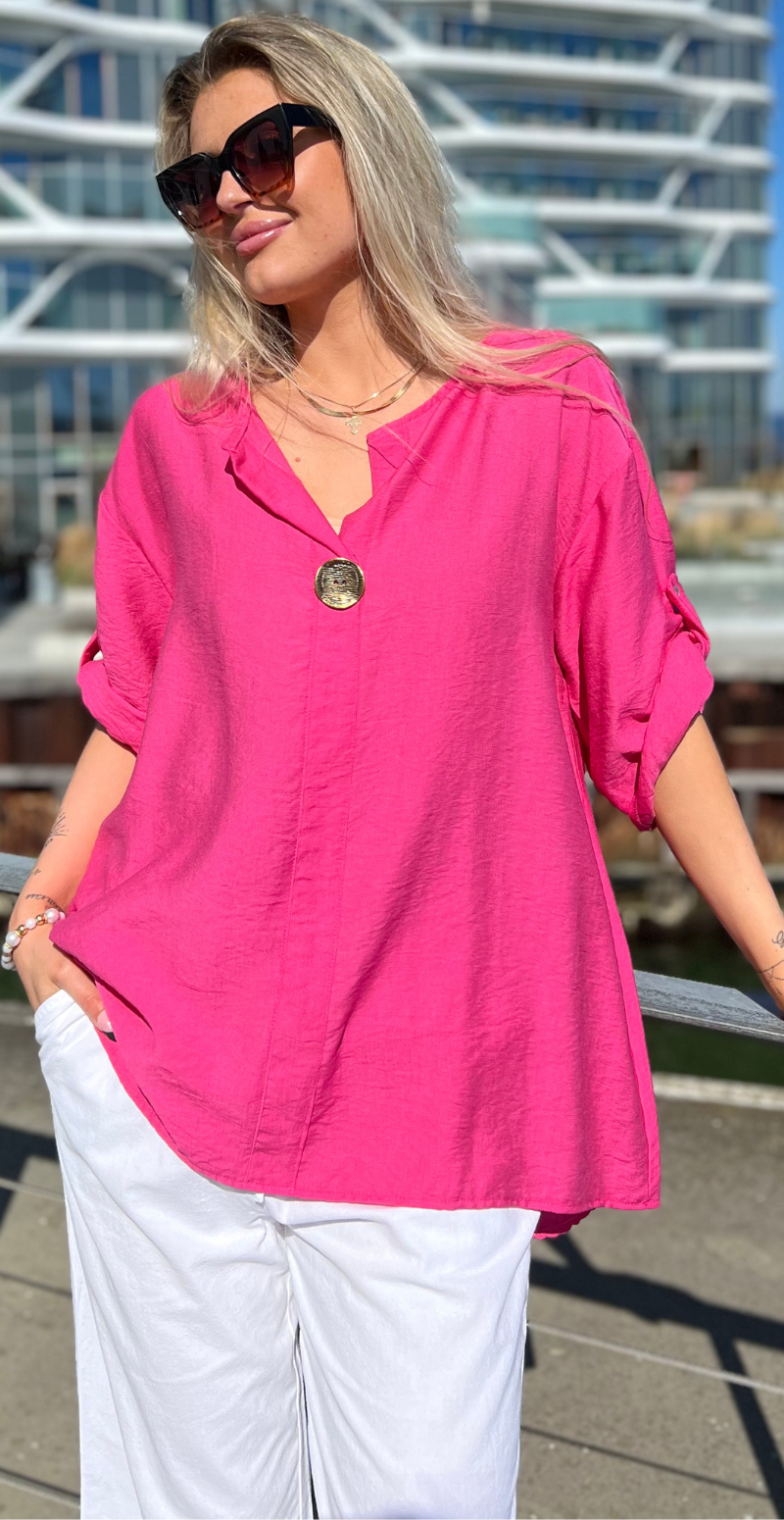 pink tracy bluse med korte ærmer likelondon