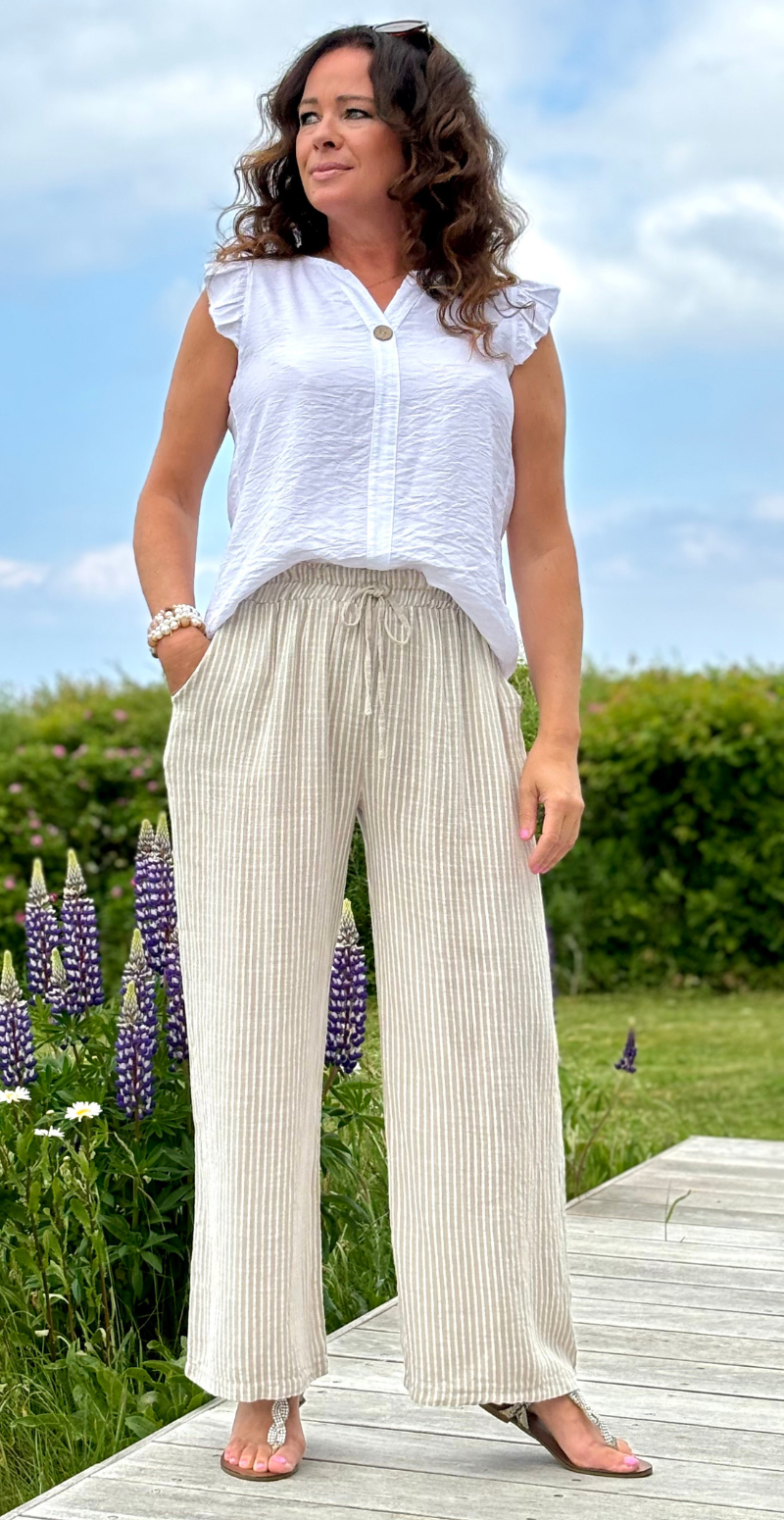 Elise stribet buks beige Likelondon