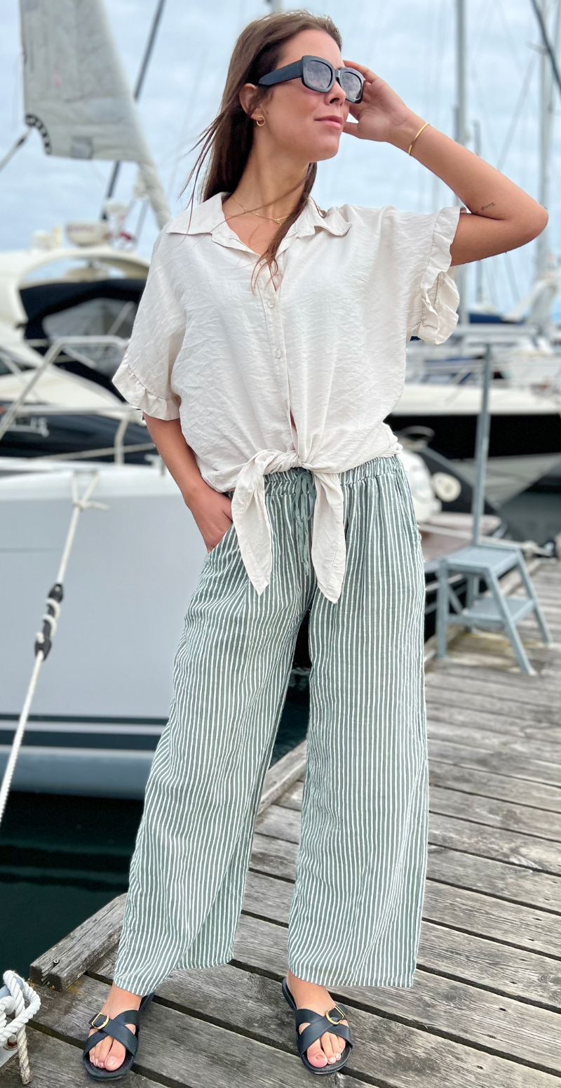 Elise stribet buks khaki