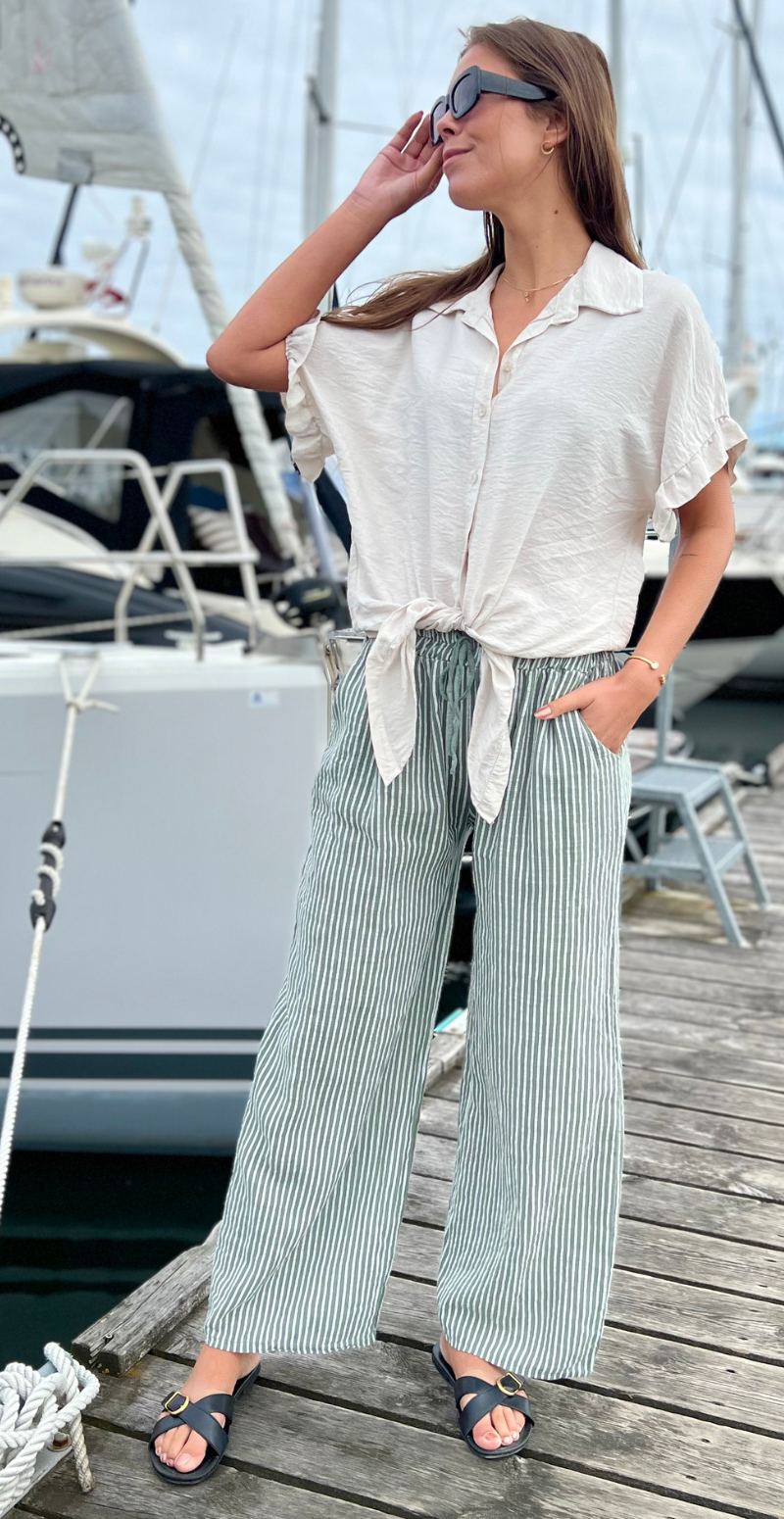 Elise stribet buks khaki