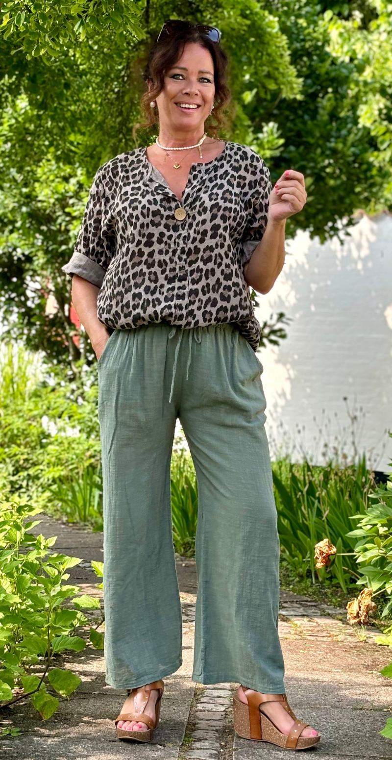 Elise ensfarvet buks khaki