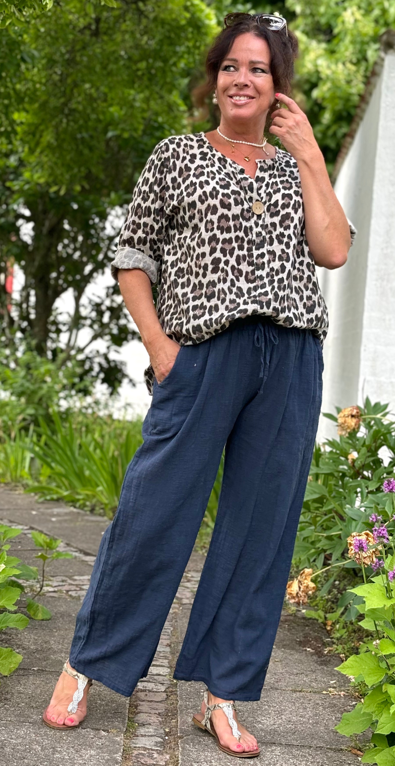 Elise ensfarvet buks navy