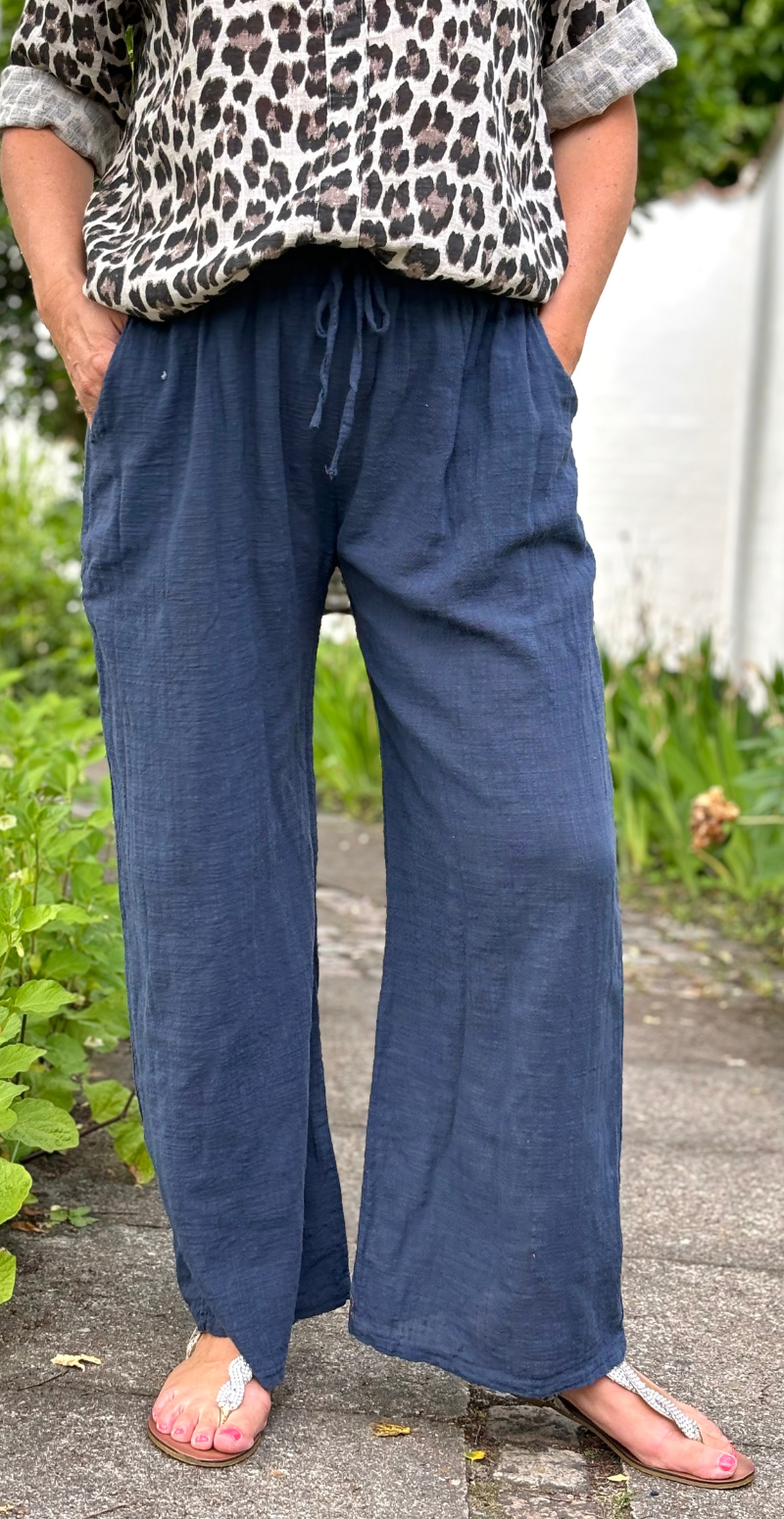 Elise ensfarvet buks navy