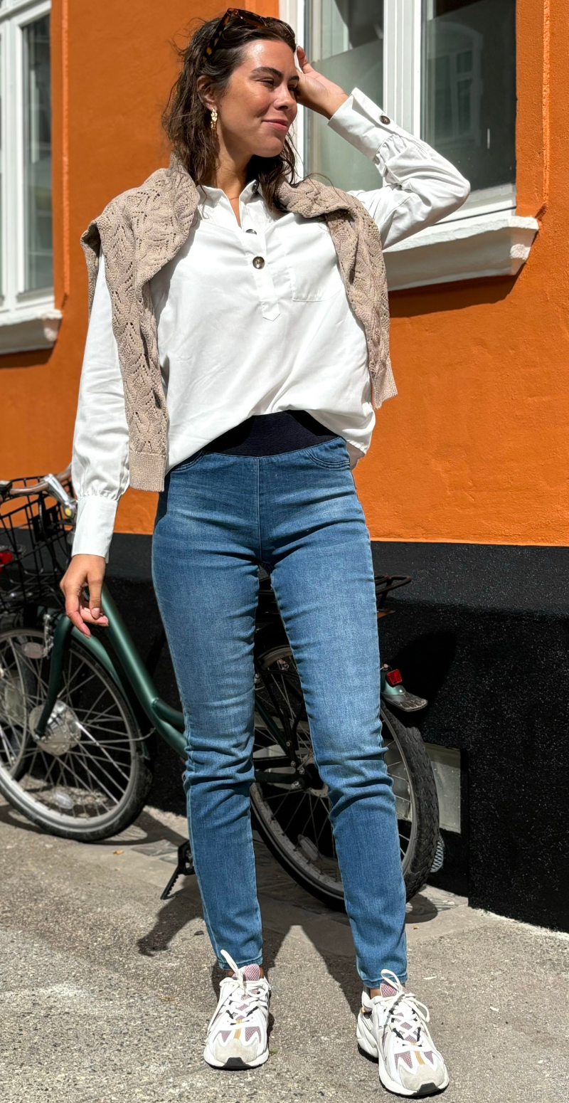 Shantal denim stretch bukser medium blå