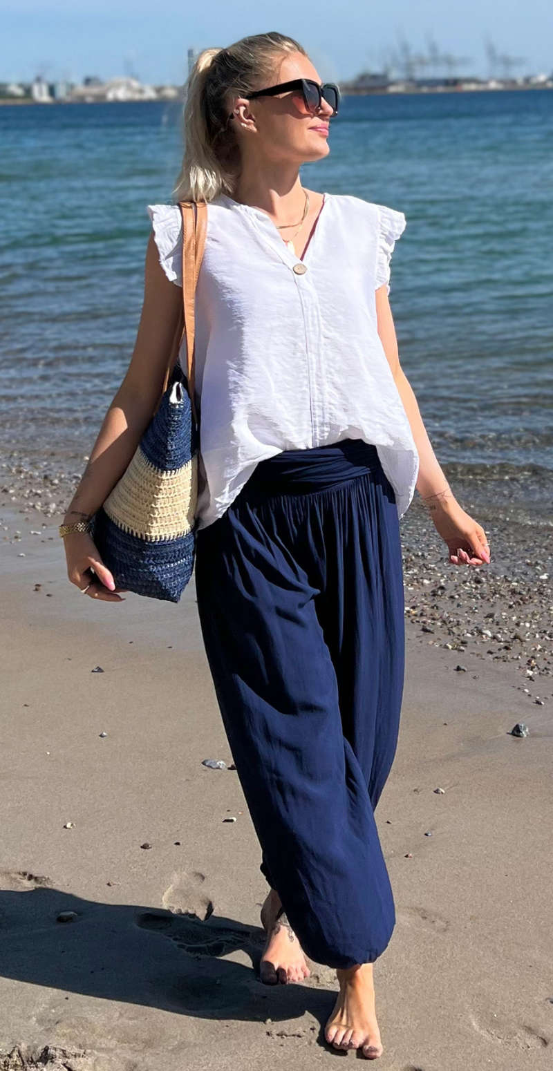 Jill buks med elastik ved talje og fod navy Likelondon